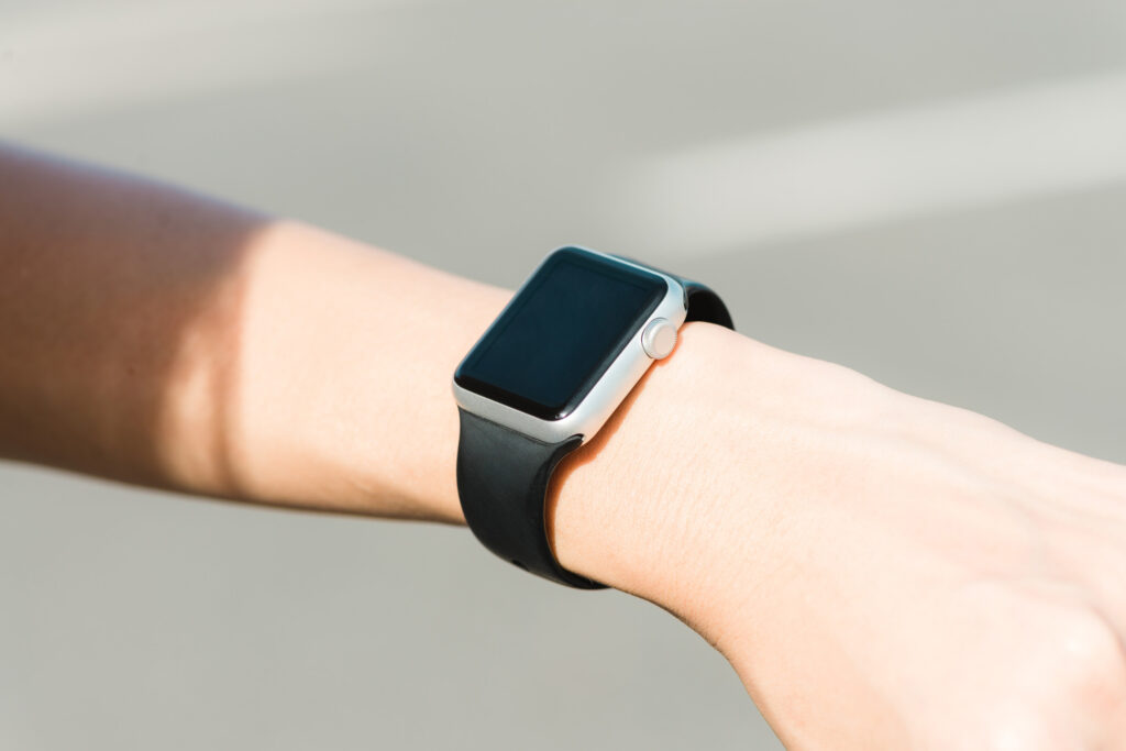 Woman using smartwatch with e-mail notifier. smartwatch hand device notify computer internet message e-mail concept. Woman hand with smartwatch. Technology concepts